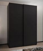 Kleiderschrank / Schiebetürenschrank | 11 Fächer | 245,5 x 180 x 64 cm | 2 Schiebetüren | 2 Kleiderstangen | 10 Einlegeböden | Farbe: Schwarz | Soft-Close