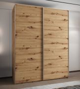 Kleiderschrank / Schiebetürenschrank | 2 Kleiderstangen | 245,5 x 190 x 64 cm | 2 Schiebetüren | 11 Fächer | 10 Einlegeböden | Farbe: Eiche Artisan