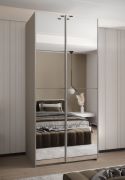 Kleiderschrank / Schiebetürenschrank | 6 Einlegeböden | 6 Fächer | 245,5 x 110 x 6 cm | 2 Schiebetüren | 2 Kleiderstangen | Farbe: Kaschmir | Soft-Close