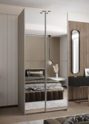Kleiderschrank / Schiebetürenschrank | 245,5 x 120 x 64 cm | 6 Fächer | 6 Einlegeböden | 2 Schiebetüren | Soft-Close | 2 Kleiderstangen | Farbe: Kaschmir