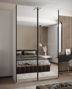 Kleiderschrank / Schiebetürenschrank | 245,5 x 160 x 64 cm | 11 Fächer | 2 Kleiderstangen | Farbe: Weiß | Spiegel | Soft-Close | 2 Schiebetüren