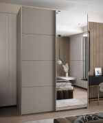 Kleiderschrank / Schiebetürenschrank | 2 Schiebetüren | 11 Fächer | 245,5 x 170 x 64 cm | Spiegel | Soft-Close | 2 Kleiderstangen | Farbe: Kaschmir