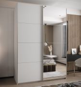 Kleiderschrank / Schiebetürenschrank | Soft-Close | 2 Schiebetüren | 245,5 x 180 x 64 cm | Spiegel | Farbe: Weiß | 2 Kleiderstangen | 11 Fächer