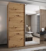 Kleiderschrank / Schiebetürenschrank | Farbe: Eiche Artisan | Soft-Close | 2 Schiebetüren | 2 Kleiderstangen | Spiegel | 245,5 x 190 x 64 cm | 11 Fächer
