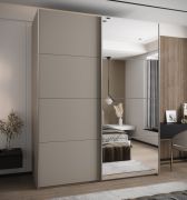 Kleiderschrank / Schiebetürenschrank | 11 Fächer | 2 Kleiderstangen | 2 Schiebetüren | Spiegel | Soft-Close | Farbe: Kaschmir | 245,5 x 190 x 64 cm