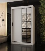 Schiebetürenschrank | Weiß Matt | 5 Fächer | 2 Kleiderstangen | hochwertig Verarbeitet | 120 x 62 x 200 cm | Kleiderschrank | Spiegeltür | modernes Design
