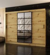 Schiebetürenschrank | Farbe: Eiche Artisan | 10 Fächer | 2 Kleiderstangen | hochwertig Verarbeitet | 250 x 62 x 200 cm | Kleiderschrank | Spiegeltür | modernes Design