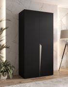 Kleiderschrank | 1 Fach | Farbe: Schwarz | 1 Kleiderstange | Soft-Close-Funktion | 1 Meter breit | Griffe: Kaschmir | ABS-Kanten | Maße: 100 x 52 x 202 cm