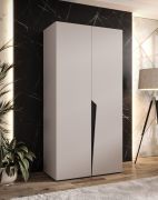 Kleiderschrank | 1 Fach | Farbe: Kaschmir | 1 Kleiderstange | Soft-Close-Funktion | 1 Meter breit | Griffe: Schwarz | ABS-Kanten | Maße: 100 x 52 x 202 cm