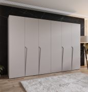 Drehtürenschrank / Kleiderschrank | Farbe: Kaschmir | 4 Fächer | 3 Meter breit | Griffe: Kaschmir | 4 Kleiderstangen | Soft-Close-Funktion | Maße: 300 x 52 x 202 cm