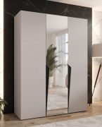 Drehtürenschrank / Kleiderschrank | Farbe: Kaschmir | 1 Spiegeltür | Griffe: Schwarz | 2 Fächer | Soft-Close | 2 Kleiderstangen | Maße: 150 x 52 x 202 cm | ABS