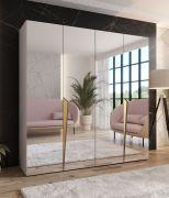 Drehtürenschränke | Farbe: Kaschmir | 4 Spiegeltüren | Kleiderschrank | 2 Fächer | 2 Kleiderschränke | Griffe: Gold | Maße: 200 x 52 x 202 cm | Soft-Close-Funktion