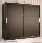 Eleganter Kleiderschrank mit genügend Stauraum Liskamm 20, Farbe: Schwarz matt - Abmessungen: 200 x 200 x 62 cm (H x B x T), mit 10 Fächern und zwei Kleiderstangen