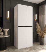 Drehtürenschrank / Kleiderschrank | Weiß | 4 Drehtüren | 3 Fächer | Soft-Close Funktion | 1 Kleiderstange | 80 x 52 x 203 cm | für Schlafzimmer