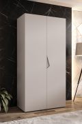 Drehtürenschrank / Kleiderschrank | 1 Meter breit | ABS-Kantenschutz | Griffe: Kaschmir | Farbe: Kaschmir | Maße: 100 x 52 x 202 cm | für Schlafzimmer