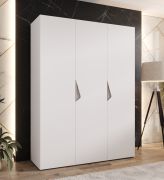 Kleiderschrank | 3 Türen | Farbe: Weiß | Griffe: Kaschmir | Maße: 150 x 52 x 202 cm | 2 Kleiderstangen | 2 Fächer | Drehtürenschrank