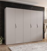 Kleiderschrank | 5-Türig | Farbe: Kaschmir | 2,5 Meter breit | Griffe: Kaschmir | 3 Kleiderstangen | 3 Fächer | Maße: 250 x 52 x 202 cm | ABS-Kantenschutz