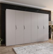 Drehtürenschrank / Kleiderschrank | Farbe: Kaschmir | 3 Meter breit | 6-Türig | Griffe: Kaschmir | 4 Fächer | Maße: 300 x 52 x 202 cm | 4 Kleiderstangen