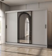 Schiebetürenschrank | Weiß Matt | 10 Fächer | 2 Kleiderstangen | 250 x 62 x 200 cm | Kleiderschrank | Spiegeltür | hochwertig Verarbeitet | modernes Design