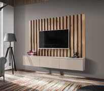 Wohnwand | Farbe: Kaschmir | Push-to-open Funktion | Maße: 180 x 35 x 148 cm | 1 TV-Unterschrank | Modernes Design | für Wohnzimmer