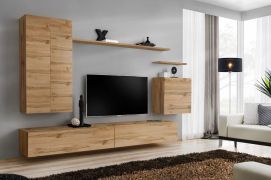 Wohnwand mit stylischen Design Balestrand 20, Farbe: Eiche Wotan - Abmessungen: 160 x 270 x 40 cm (H x B x T), mit Push-to-open Funktion
