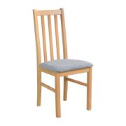 Esszimmerstuhl SIGULDA im Klassischen Design, Buchenholz in Eichen Optik, bequeme Polsterung in hellgrau, Sitzhöhe von 47 cm, hochwertige Materialien