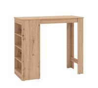 Stehtisch mit Stauraum Luji 01, Farbe: Eiche Artisan, ABS-Kantenschutz, stabil und robust, vier Fächer, Maße: 105 x 120 x 50 cm, für Esszimmer