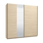 Kleiderschrank | schlichtes Design | Farbe: Eiche light Port | 1 Spiegeltür | 2 Kleiderstangen | Maße: 220 x 61 x 217,5 cm | ABS-Kanten | 2 Fächer