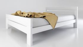 Doppelbett inkl. Lattenrost Lingaula 02, klassisches Design, Farbe: Weiß, Liegefläche: 180 x 200 cm, aus massivem Buchenholz, lange Lebensdauer