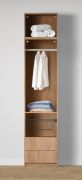 Offener Kleiderschrank | 1 Wäschekorb | Farbe: Eiche Puccini | 2 Schubladen | 1 Kleiderstange | 51,5 x 55 x 234 cm | 1 Fach | für Ankleidezimmer