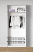 Offener Kleiderschrank | 2 Wäschekörbe | breit | Farbe: Weiß | 1 Fach | 1 Kleiderstange | modernes Design | Maße: 103 x 55 x 234 cm | für Ankleidezimmer