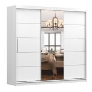 Kleiderschrank / Schiebetürenschrank 2,3 Meter breit / Kleiderschrank | Gorski 67 | Weiß | mit Spiegel | 3 Türen | Griffe: Metall | 218 x 233 x 61 cm