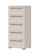 Hohe Kommode mit fünf Schubladen Neiafu 97, Farbe: Kaschmir, verstellbare Füße, Soft-Close-Funktion, Maße: 135 x 60 x 45 cm, sehr robust