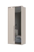 Kleiderschrank mit einer Spiegeltür und Rahmen Neiafu 58, Farbe: Kaschmir, Maße: 226 x 97 x 60 cm, eine Kleiderstange, drei Einlegeböden, verstellbare Füße