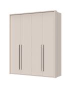 Viertüriger Drehtürenschrank mit Rahmen Neiafu 36, verstellbare Füße, Farbe: Kaschmir, Soft-Close-Funktion, Maße: 226 x 187 x 60 cm, sechs Einlegeböden