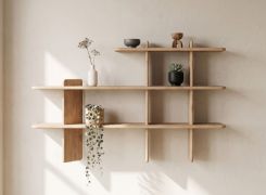 Regal | Farbe: Eiche gebleicht | Massivholz | Eichenholz geölt | 140 x 25 x 86 cm | 3 Fächer | Stilvoll | Funktional | für Wohnzimmer