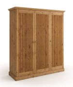 Drehtürenschrank / Kleiderschrank | aus massiv finnische Kiefer | Farbe: Eiche | langlebig | Maße: 212,5 x 188,5 x 63 cm | natürliche Maserung