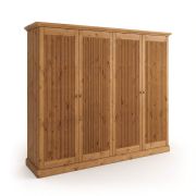 Kleiderschrank | aus massiv finnische Kiefer | Griffe: Altsilber | Farbe: Eiche | Drehtürenschrank | klassisch | Maße: 212,5 x 248 x 63 cm | vier Türen