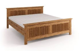 Doppelbett / Gästebett | aus massiv finnische Kiefer | Farbe: Eiche | natürliche Maserung | Liegefläche: 160 x 200 cm | ästhetisch und zeitloses Design