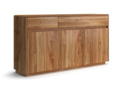 Kommode | Massivholz | Eichenholz geölt | 3 Türen | Push-to-open Funktion | 2 Schubladen | Soft-Close Funktion | 157 x 40 x 85 cm | 4 Fächer