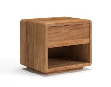 Nachtkommode | Massivholz | Eichenholz geölt | Push-to-open Funktion | 1 Schublade | Soft-Close Funktion | 1 offenes Fach | 50 x 39 x 45 cm