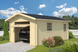 Einzelgarage H170 mit Schwingtor | 18,66 m² | 44 mm Blockbohlen | Naturbelassen
