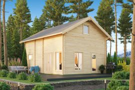 Ferienhaus F34 mit 2 Etagen | 65,3 m² | 92 mm Blockbohlen | Naturbelassen | Inkl. Fußboden &  Fenster 2-Hand-Dreh-Kippsystematik