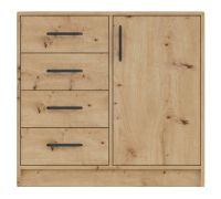 Schmale Kommode Hannut 32, Farbe: Eiche Artisan - Abmessungen: 84 x 90 x 40 cm (H x B x T)