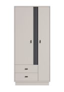 Schlichter Schrank mit zwei Türen Niel 02, zwei Schubladen, Farbe: Kaschmir, eine Kleiderstange, Maße: 195 x 90 x 50 cm, fünf Holzeinlegeböden, sechs Fächer