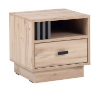 Nachtkommode für Bettanbau links Niel 20, Farbe: Eiche / Anthrazit - Abmessungen: 40 x 40 x 36 cm (H x B x T)