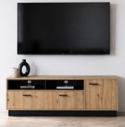 TV-Unterschrank Kelvizo | Farbe: Eiche Artisan / Anthrazit | 200 x 42 x 53,5 cm| 5 Fächer | 1 Tür | 1  große Kipptür | TV-Möbel| Stabil & Langlebig