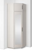 Eckkleiderschrank mit Schrankaufsatz | Kaschmir | 1 Spiegeltür | 2 Kleiderstangen | 2 Fußvarianten | 6 Fächer | Push-to-open Funktion | 43 x 38 x 225 cm | 1 Tür