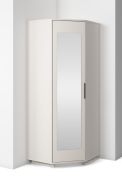 Eckkleiderschrank | Kaschmir | 1 Spiegeltür | 2 Kleiderstangen | 5 Fächer | Push-to-open Funktion | 43 x 38 x 185 cm | Hochwertig Verarbeitet | 2 Fußvarianten