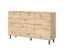 Kommode mit sechs Fächern Zapopan 06, mit drei Türen, Farbe: Eiche Artisan, Maße: 98 x 150 x 40 cm, hochwertige Verarbeitung